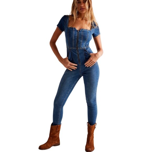 We The Free CRVY Selena Slim Leg One-Piece Jumpsuit - Picture 1 of 6